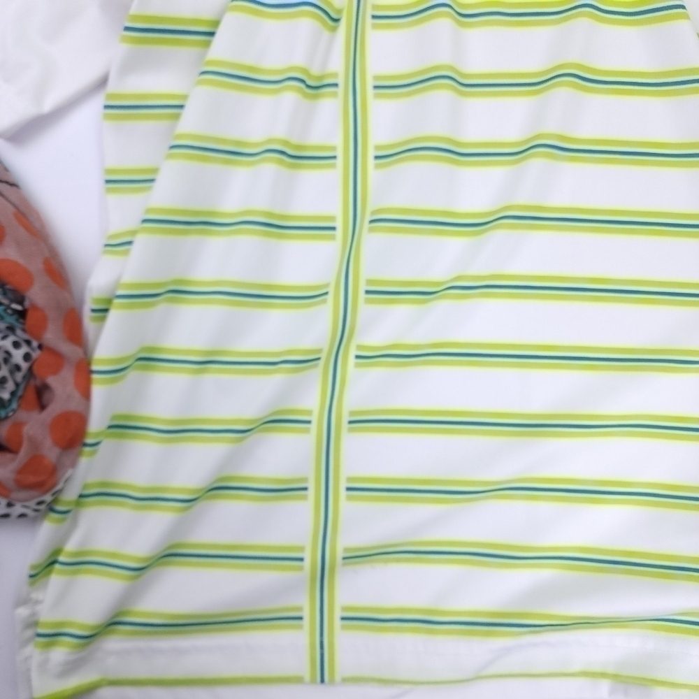 Men's Walter Hagan White Green Stripe Golf Polo Sz L - Picture 4 of 10